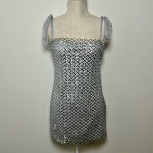Lucy in the Sky Shimmering Silver Sequin Mini Dress